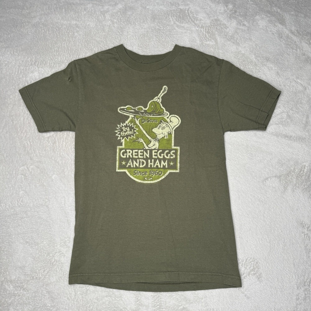 Vintage 2001 Men's Dr‎ Seuss Green Eggs And Ham Shirt Size Small Preowned Flaws